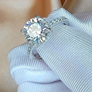 3 Carat Moissanite Diamond Ring. Silver With Gold Filling. Adjustable Size.
